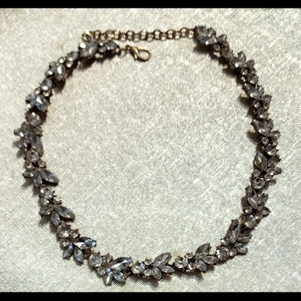 Nwot Clear Austrian Crystal Brass Statement Neckl… - image 2